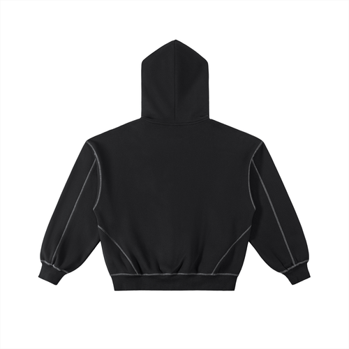Contrast-Stitched Boxy Fleece Zip-Up