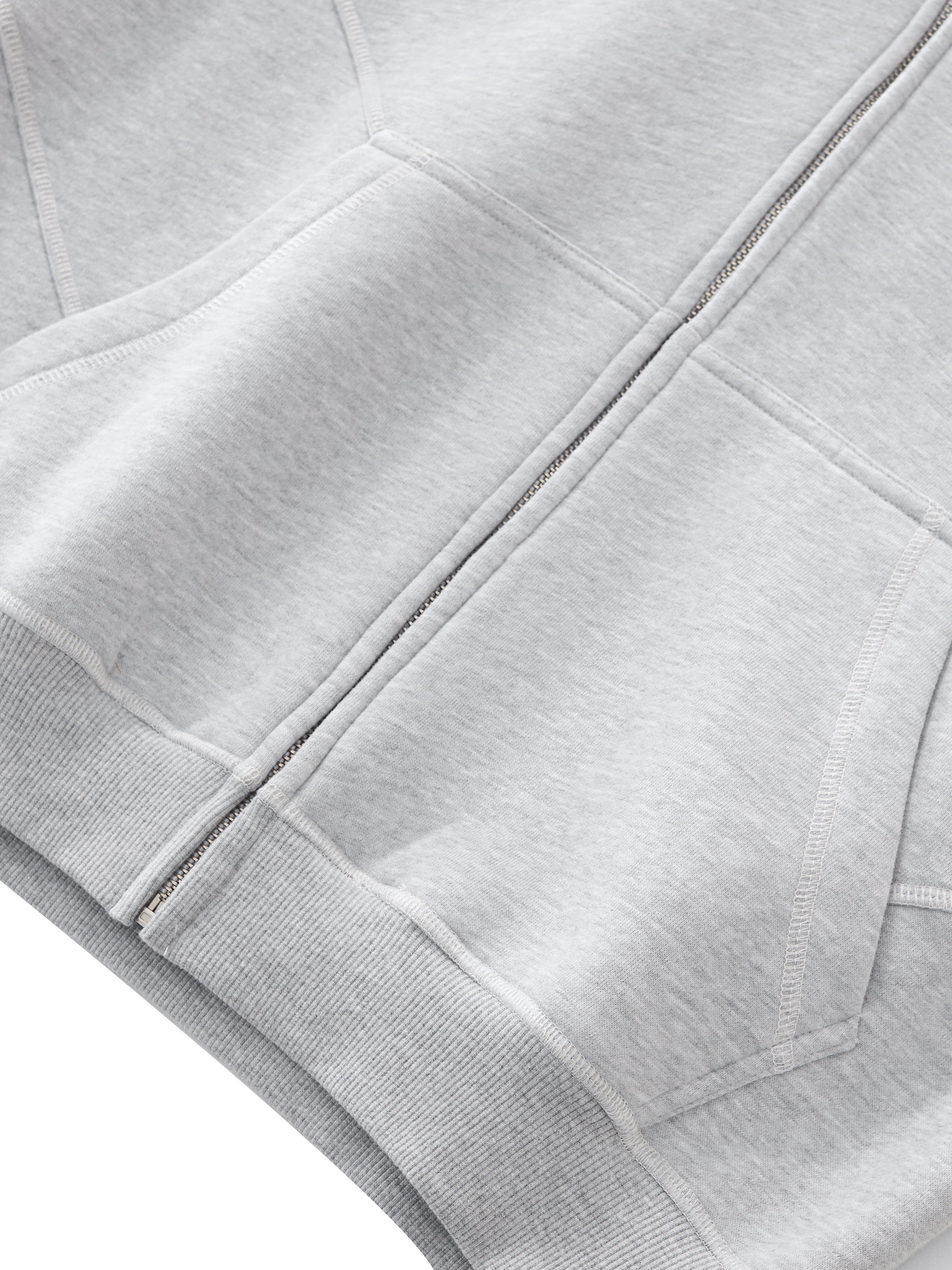 Contrast-Stitched Boxy Fleece Hoodie